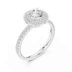 Halo Round Moissanite Engagement Ring VVS Diamond Accents