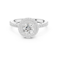 Halo Round Moissanite Engagement Ring VVS Diamond Accents