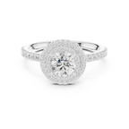 Halo Round Moissanite Engagement Ring VVS Diamond Accents