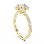 Halo Round Moissanite Engagement Ring VVS Diamond Accents
