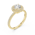 Halo Round Moissanite Engagement Ring VVS Diamond Accents