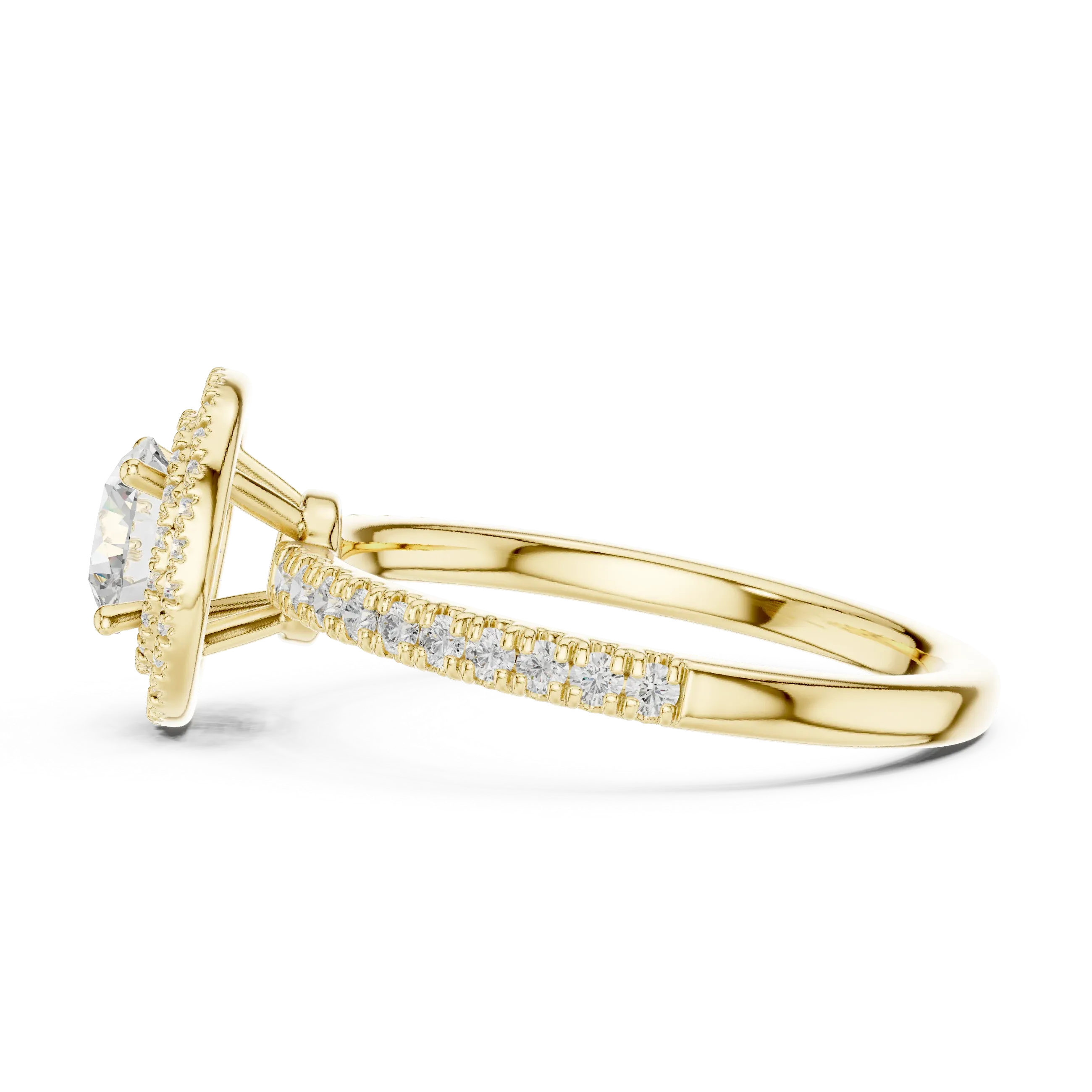 Halo Round Moissanite Engagement Ring VVS Diamond Accents
