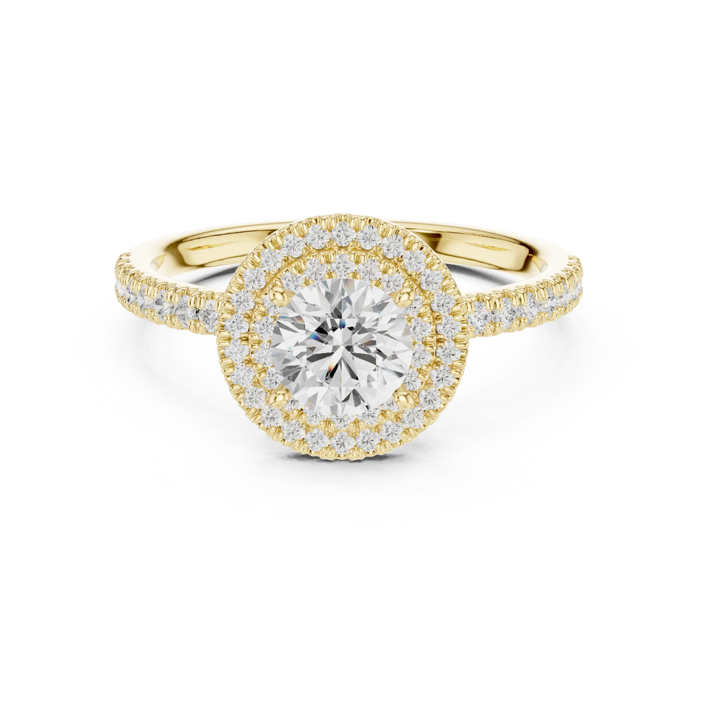 Halo Round Moissanite Engagement Ring VVS Diamond Accents