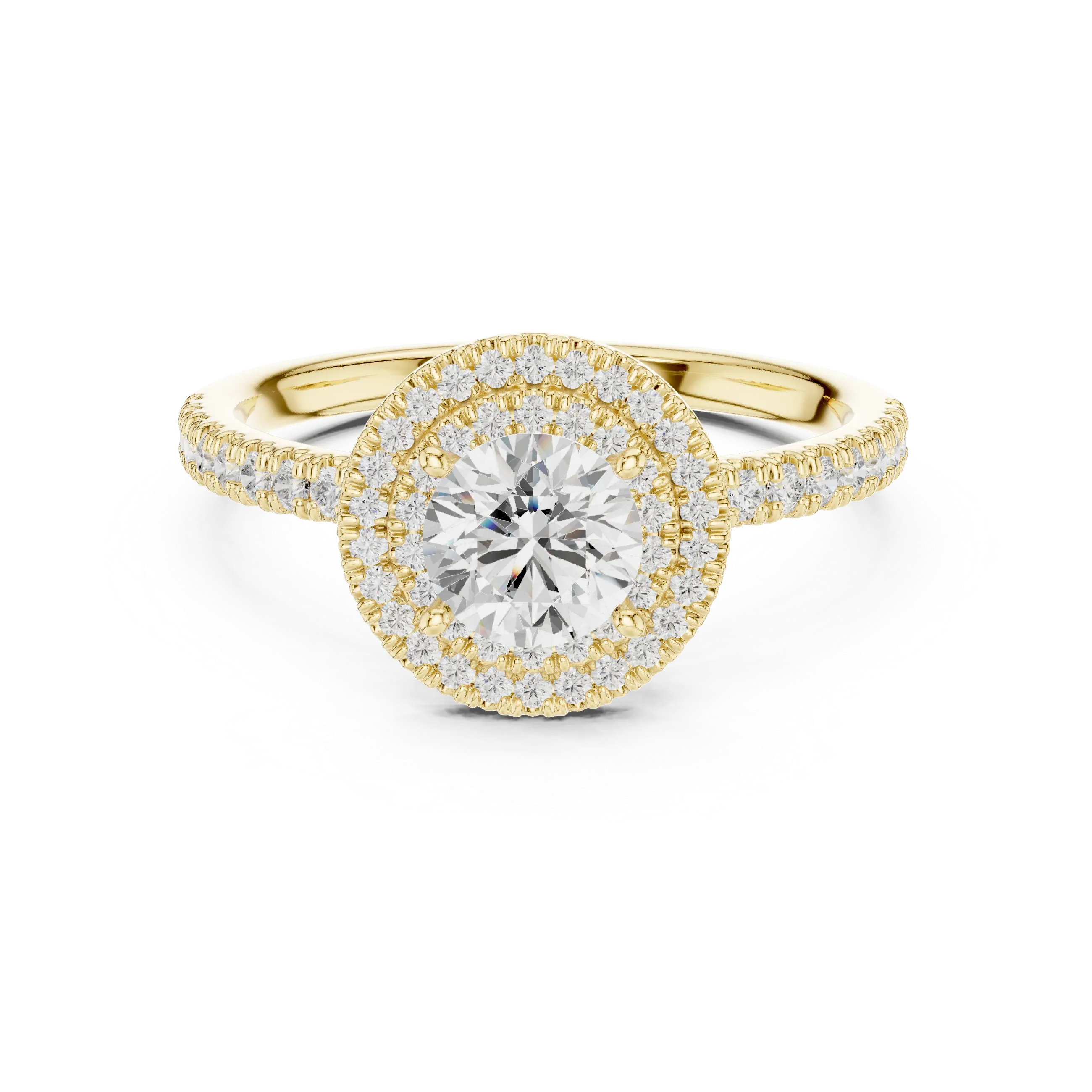 Halo Round Moissanite Engagement Ring VVS Diamond Accents