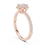 Round Moissanite E Colorless Halo Engagement Ring