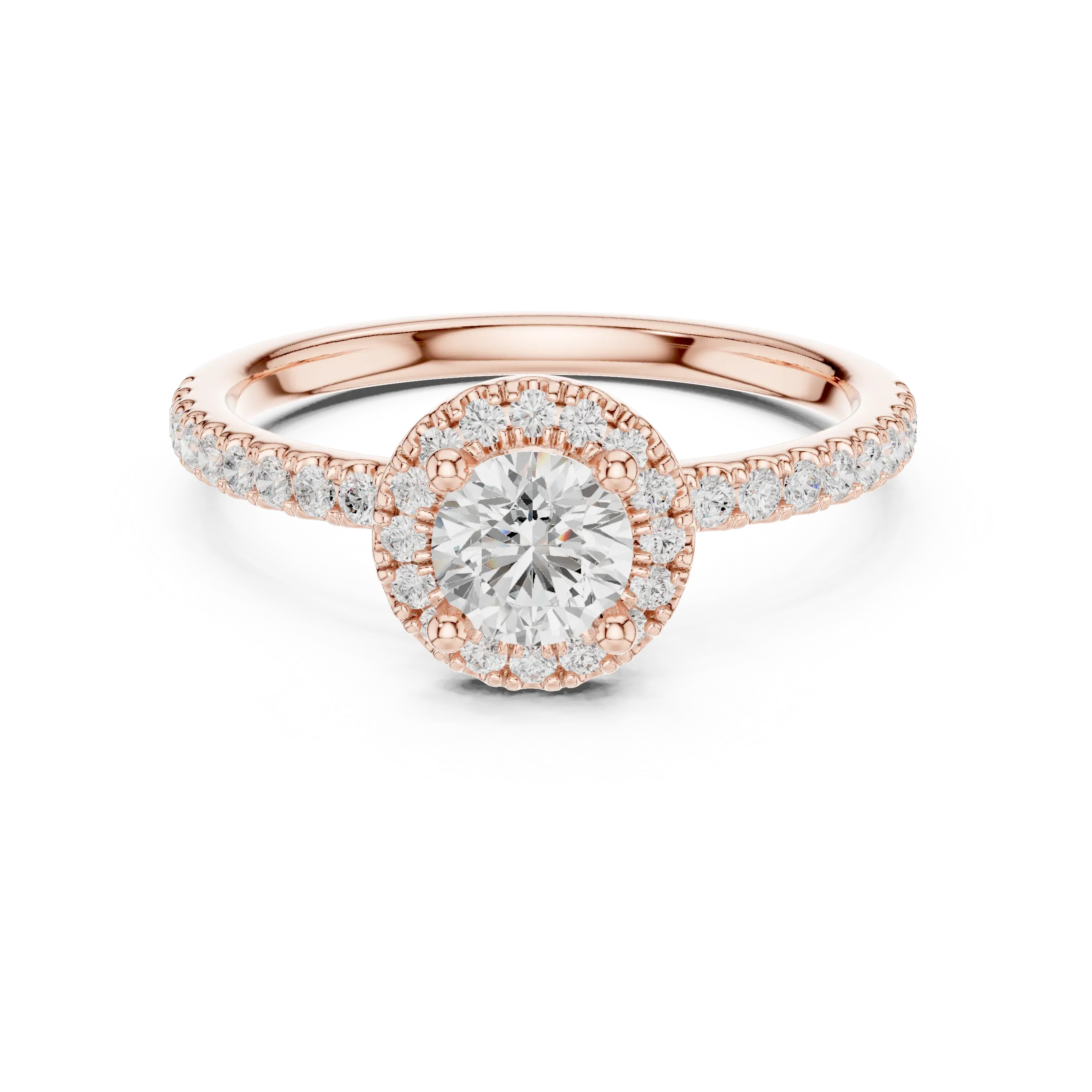 Round Moissanite E Colorless Halo Engagement Ring