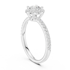 Round Moissanite E Colorless Halo Engagement Ring
