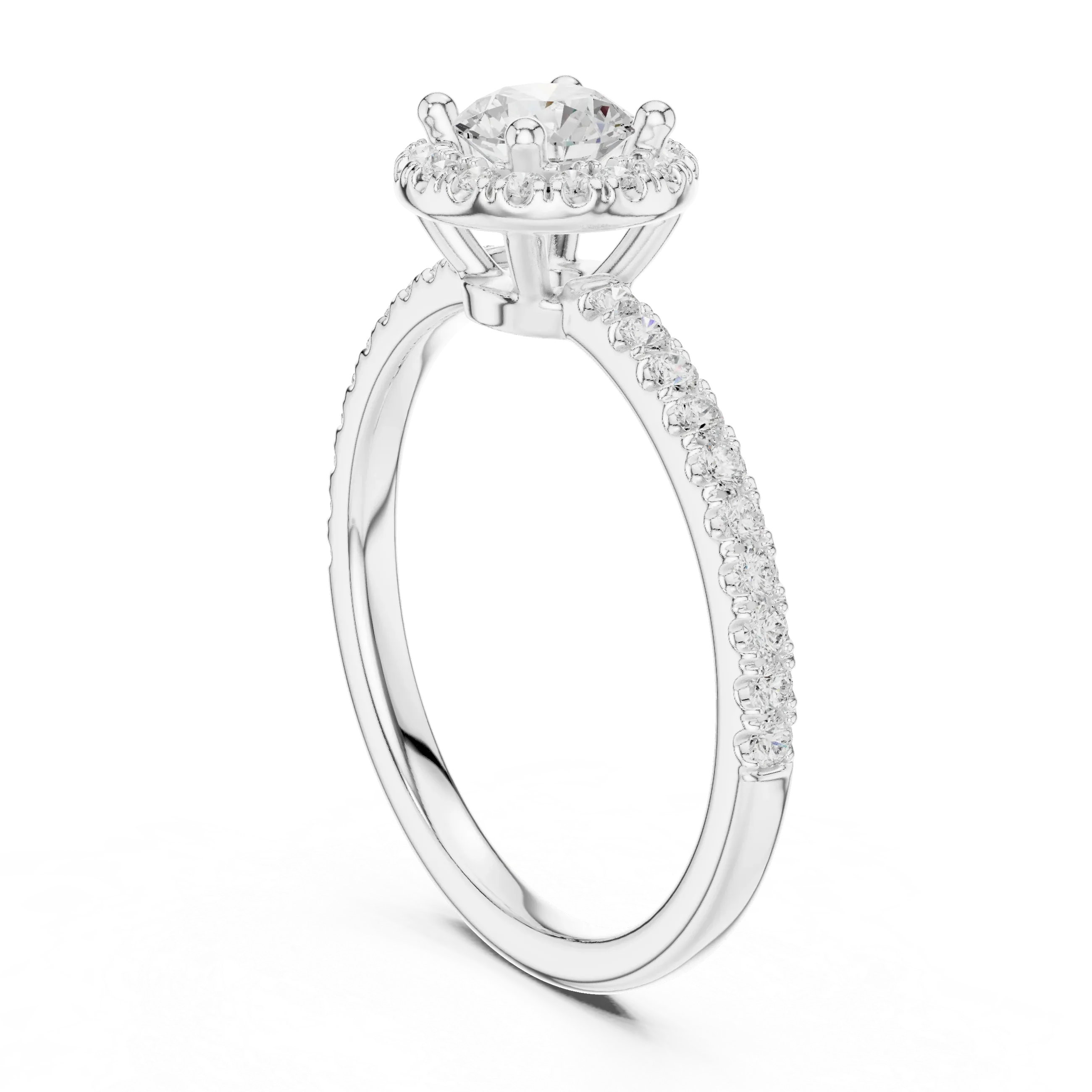 Round Moissanite E Colorless Halo Engagement Ring