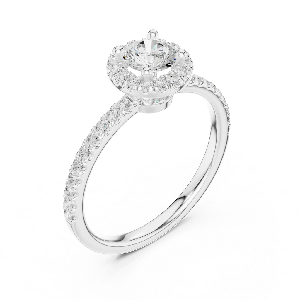 Round Moissanite E Colorless Halo Engagement Ring