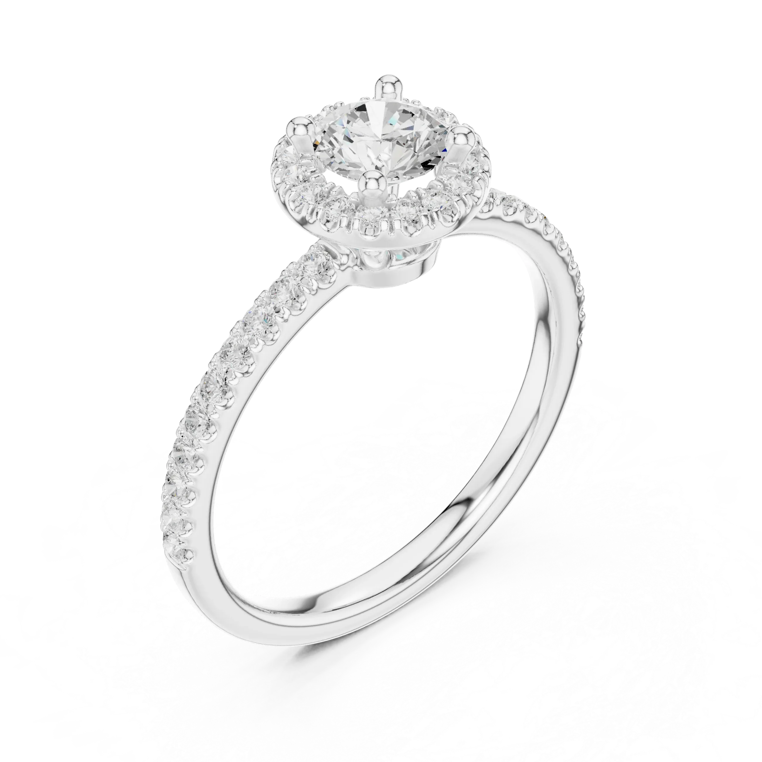 Round Moissanite E Colorless Halo Engagement Ring