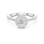 Round Moissanite E Colorless Halo Engagement Ring