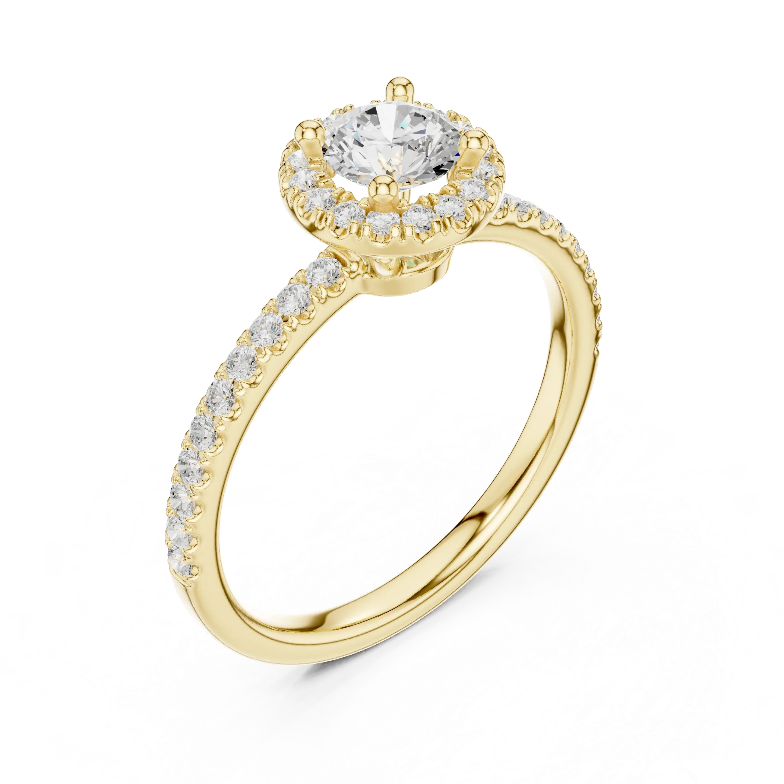 Round Moissanite E Colorless Halo Engagement Ring