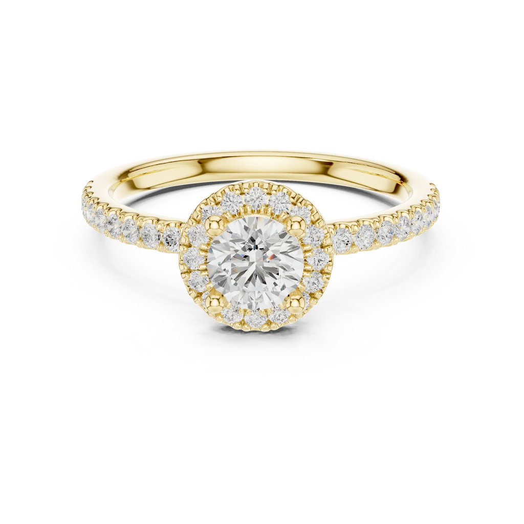 Round Moissanite E Colorless Halo Engagement Ring