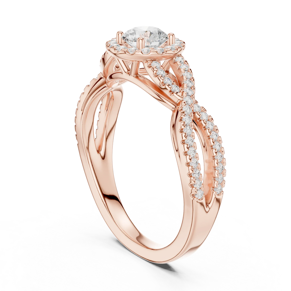 Round Moissanite Halo Engagement Ring D Color VVS1