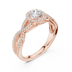 Round Moissanite Halo Engagement Ring D Color VVS1
