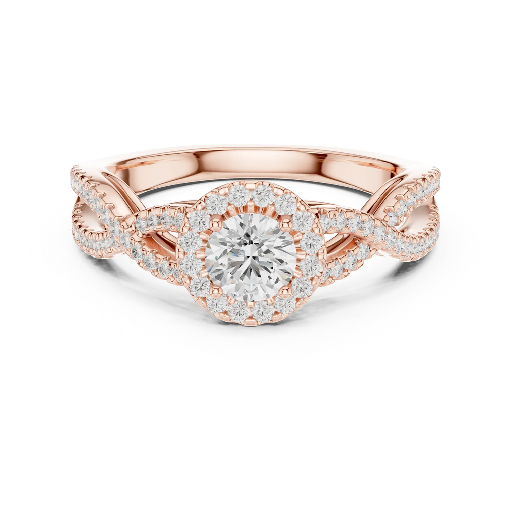 Round Moissanite Halo Engagement Ring D Color VVS1
