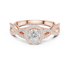 Round Moissanite Halo Engagement Ring D Color VVS1