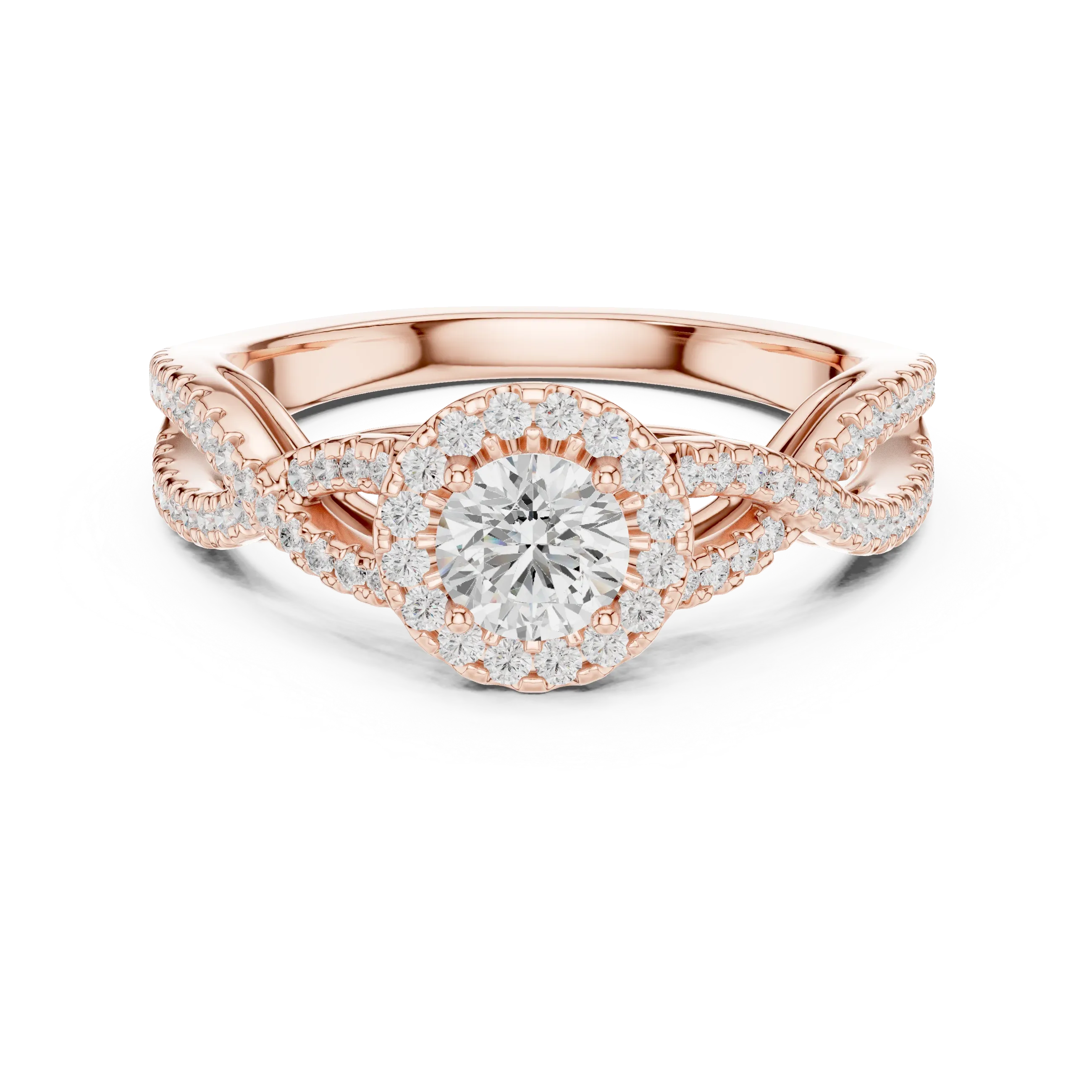 Round Moissanite Halo Engagement Ring D Color VVS1