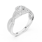 Round Moissanite Halo Engagement Ring D Color VVS1