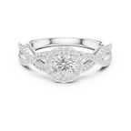 Round Moissanite Halo Engagement Ring D Color VVS1