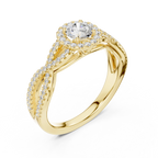 Round Moissanite Halo Engagement Ring D Color VVS1