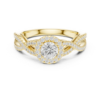 Round Moissanite Halo Engagement Ring D Color VVS1