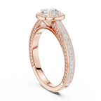 Round Moissanite Cathedral Solitaire Engagement Ring F Color