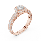 Round Moissanite Cathedral Solitaire Engagement Ring F Color