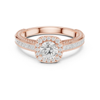 Round Moissanite Cathedral Solitaire Engagement Ring F Color