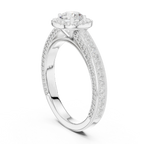 Round Moissanite Cathedral Solitaire Engagement Ring F Color