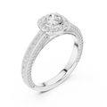 Round Moissanite Cathedral Solitaire Engagement Ring F Color