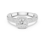 Round Moissanite Cathedral Solitaire Engagement Ring F Color