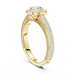 Round Moissanite Cathedral Solitaire Engagement Ring F Color