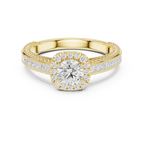 Round Moissanite Cathedral Solitaire Engagement Ring F Color