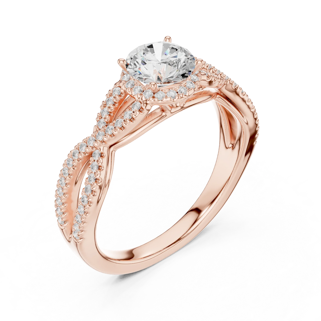 VVS Round Cut Moissanite Proposal Ring with Dainty Band