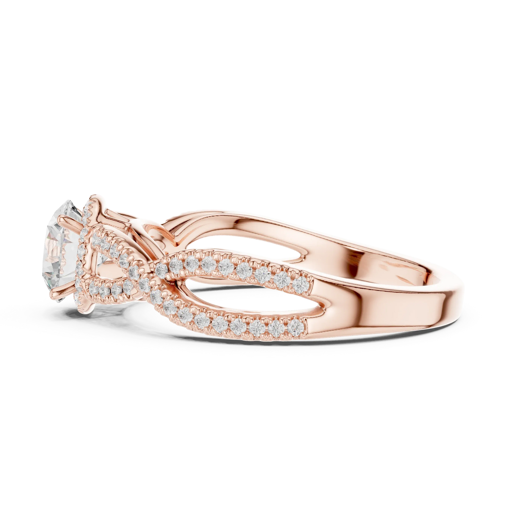 VVS Round Cut Moissanite Proposal Ring with Dainty Band