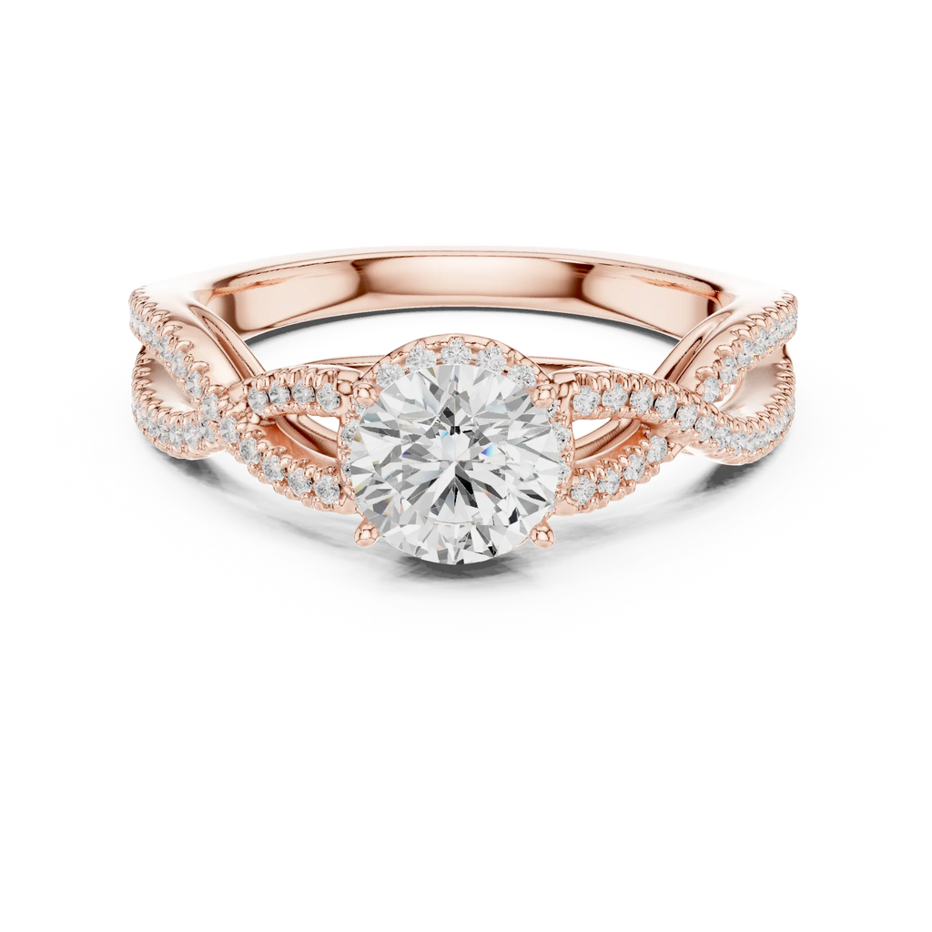 VVS Round Cut Moissanite Proposal Ring with Dainty Band
