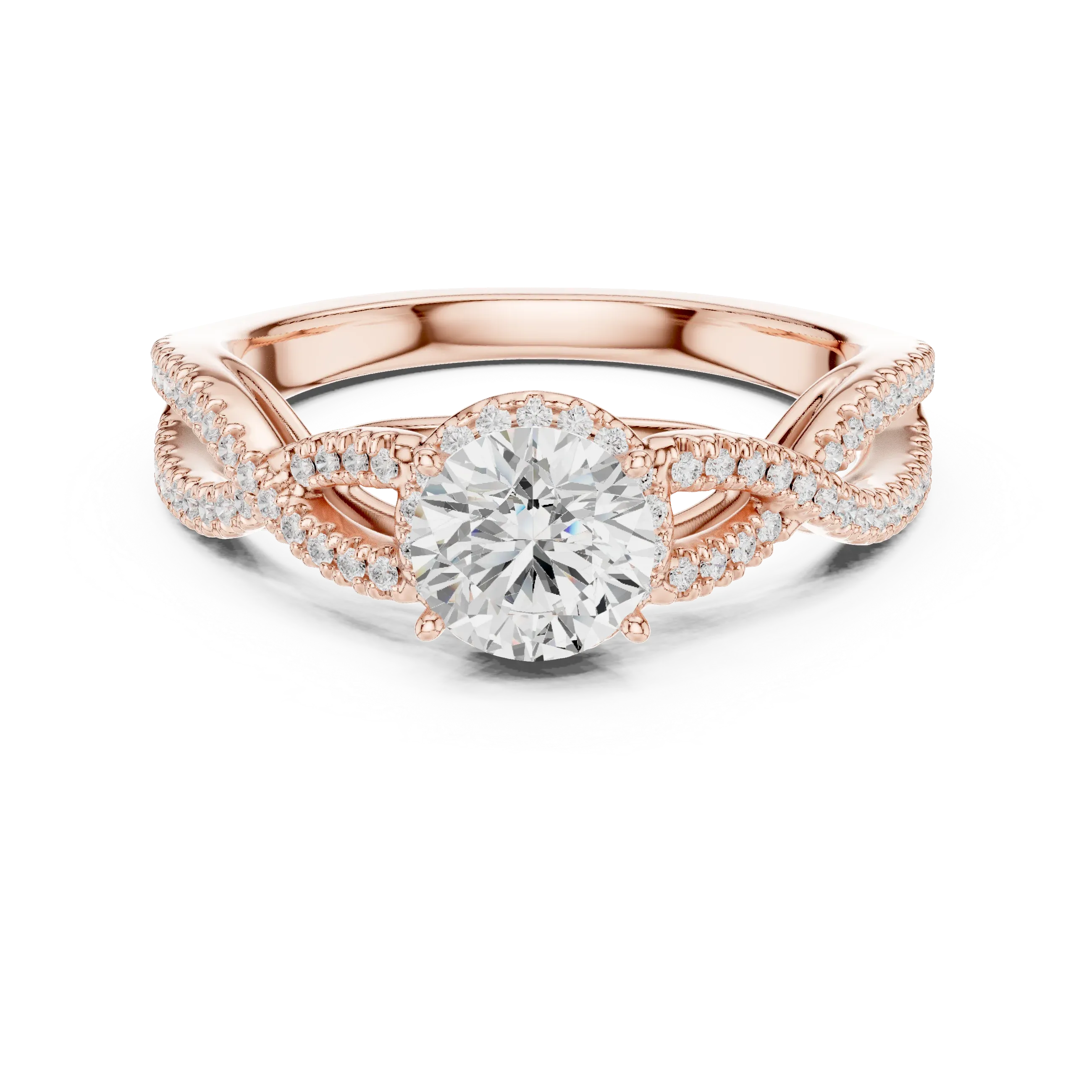 VVS Round Cut Moissanite Proposal Ring with Dainty Band