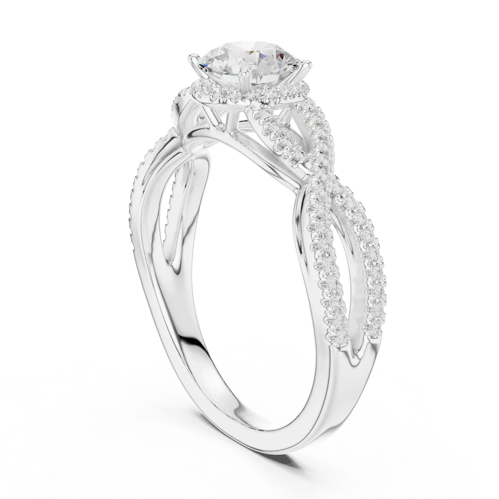 VVS Round Cut Moissanite Proposal Ring with Dainty Band