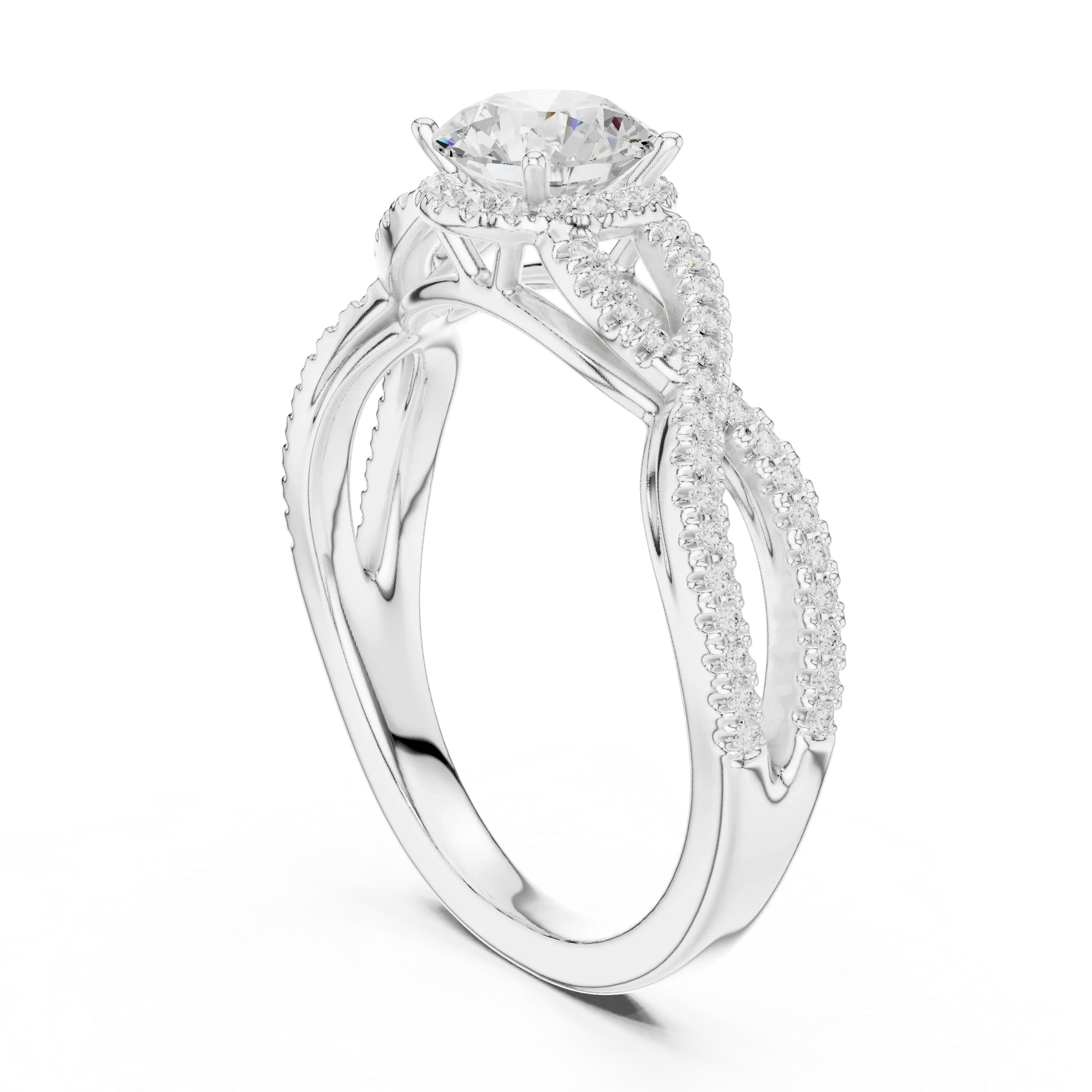 VVS Round Cut Moissanite Proposal Ring with Dainty Band