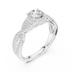 VVS Round Cut Moissanite Proposal Ring with Dainty Band