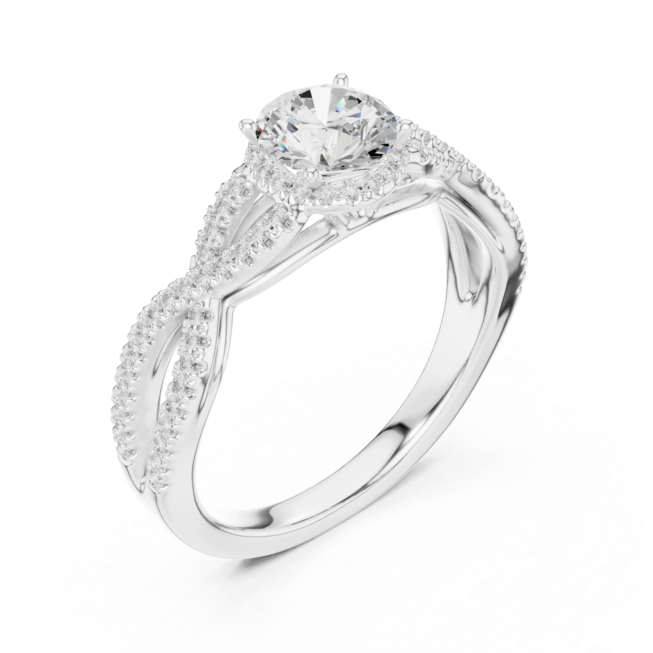 VVS Round Cut Moissanite Proposal Ring with Dainty Band