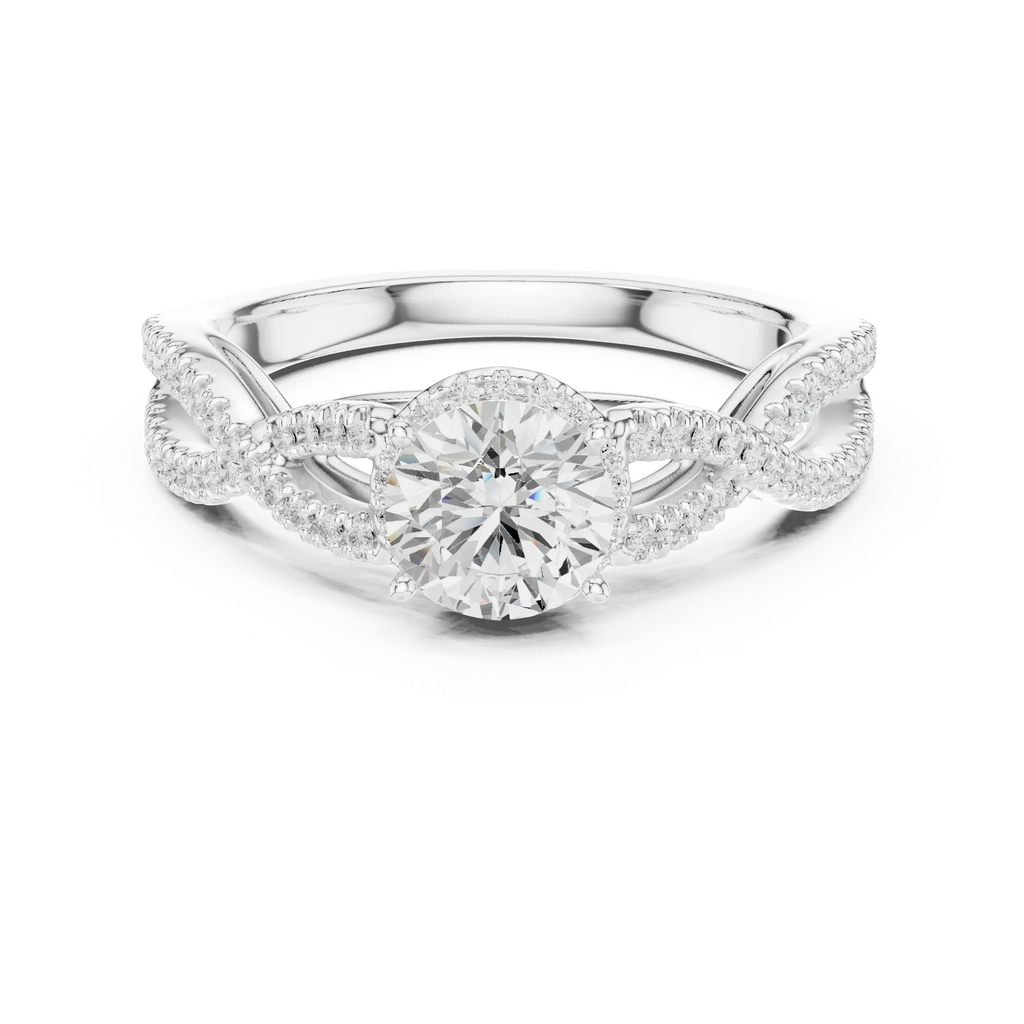 VVS Round Cut Moissanite Proposal Ring with Dainty Band