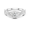 VVS Round Cut Moissanite Proposal Ring with Dainty Band