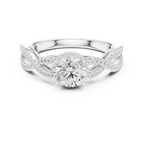 VVS Round Cut Moissanite Proposal Ring with Dainty Band