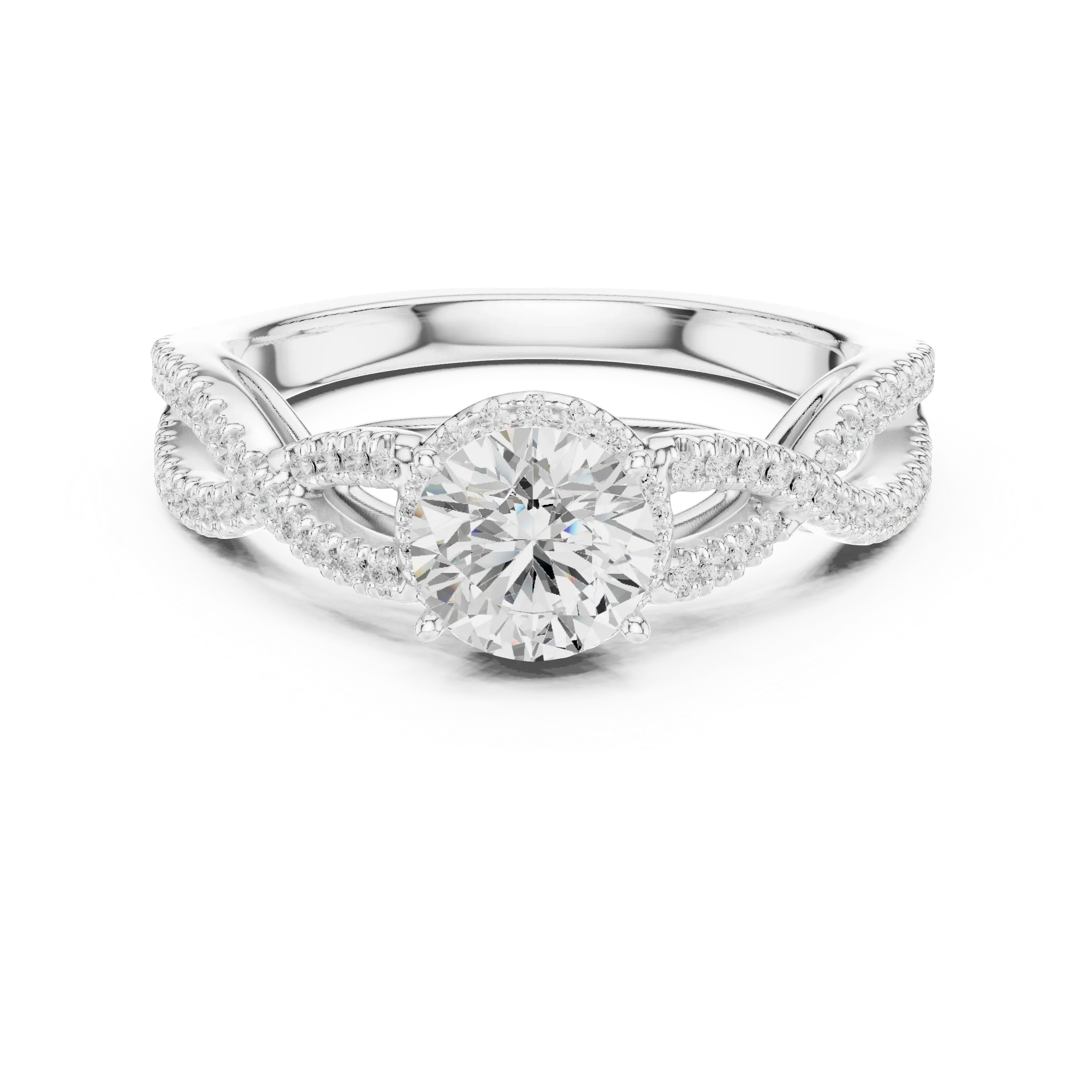 VVS Round Cut Moissanite Proposal Ring with Dainty Band