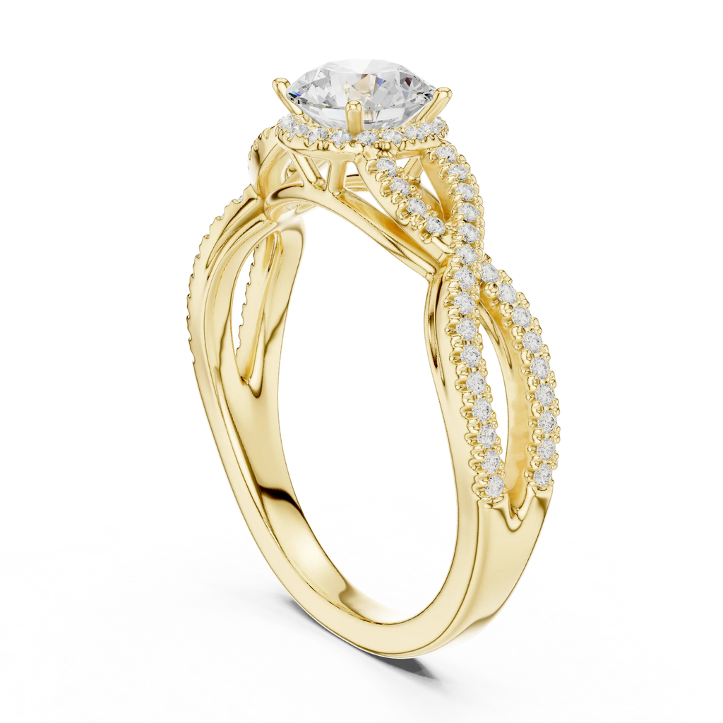 VVS Round Cut Moissanite Proposal Ring with Dainty Band