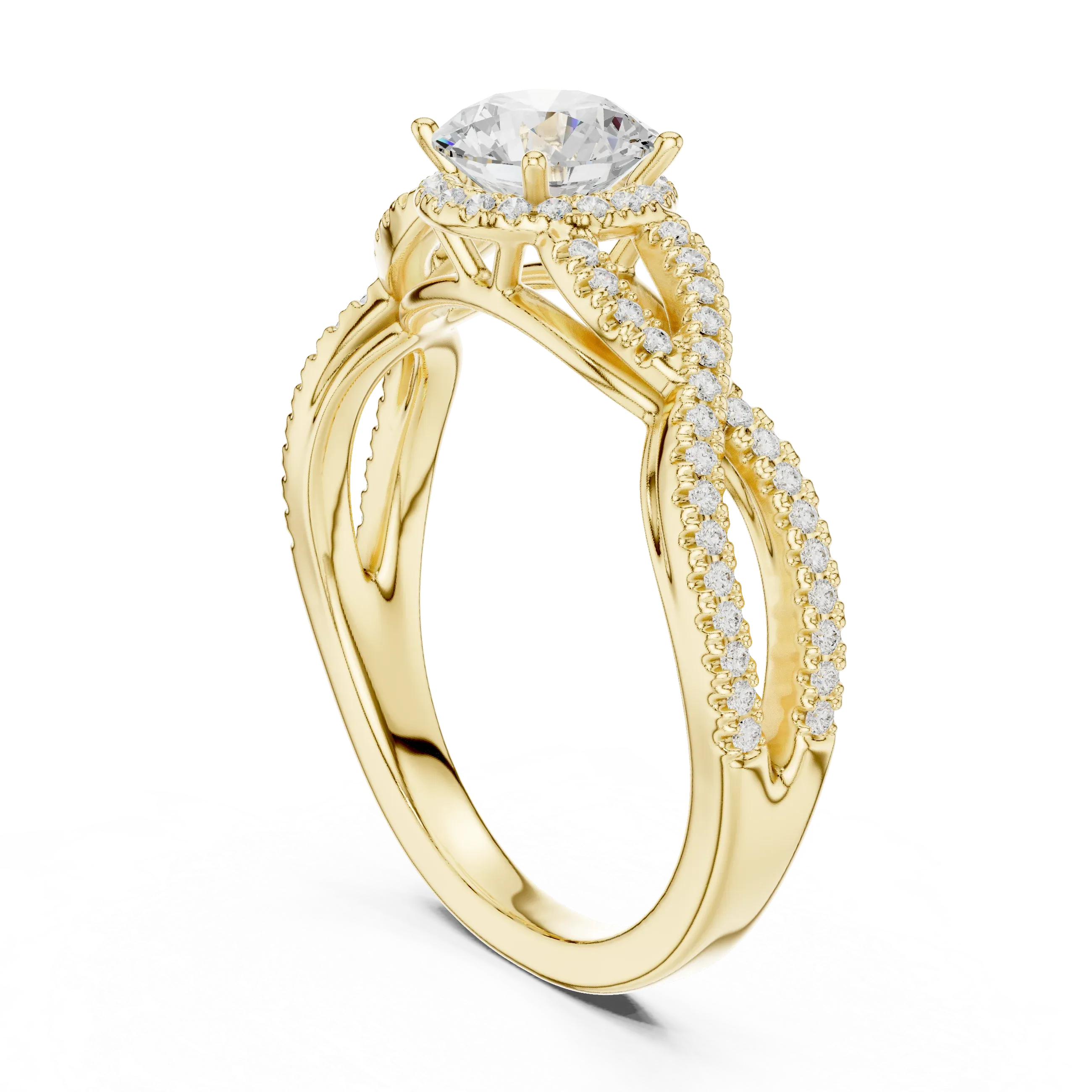 VVS Round Cut Moissanite Proposal Ring with Dainty Band