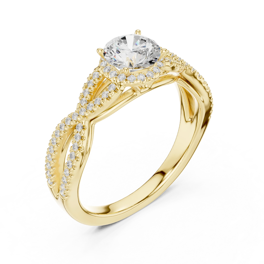 VVS Round Cut Moissanite Proposal Ring with Dainty Band