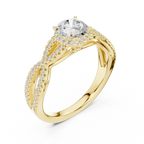 VVS Round Cut Moissanite Proposal Ring with Dainty Band